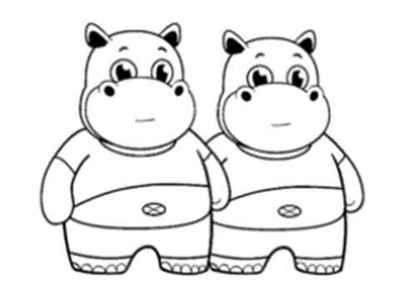 卡通双河马图形